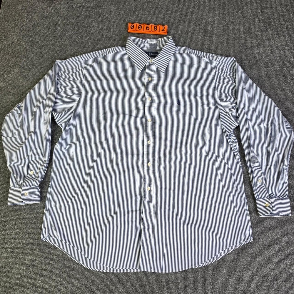 Polo Ralph Lauren Blue & White Striped Long Sleeve Button Down Shirt